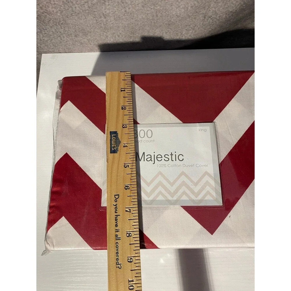 Majestic King Duvet Cover Set 3pc Red Chevron 100% Cotton 300 TC New